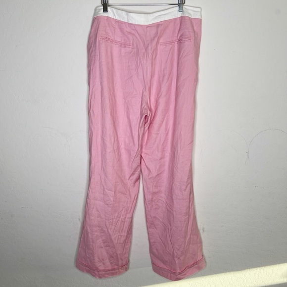 Maeve Anthropologie Linen Side-Button Trousers Pink - Picture 4 of 9